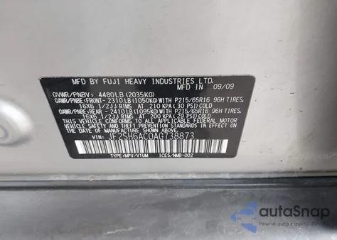 2010 Subaru Forester 2.5X из США, поврежденный, VIN JF2SH6AC0AG738873